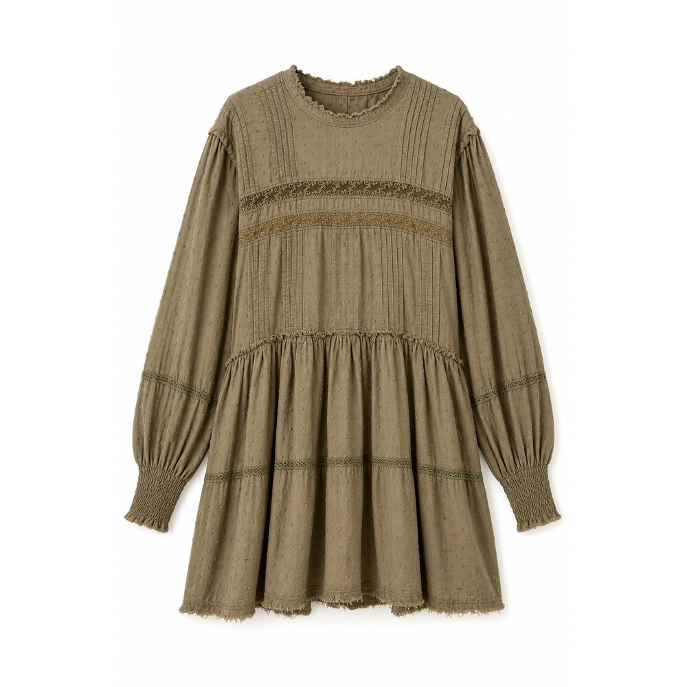 Anthropologie Pilcro Olive Green Mock Neck Swing Mini Dress Women’s L